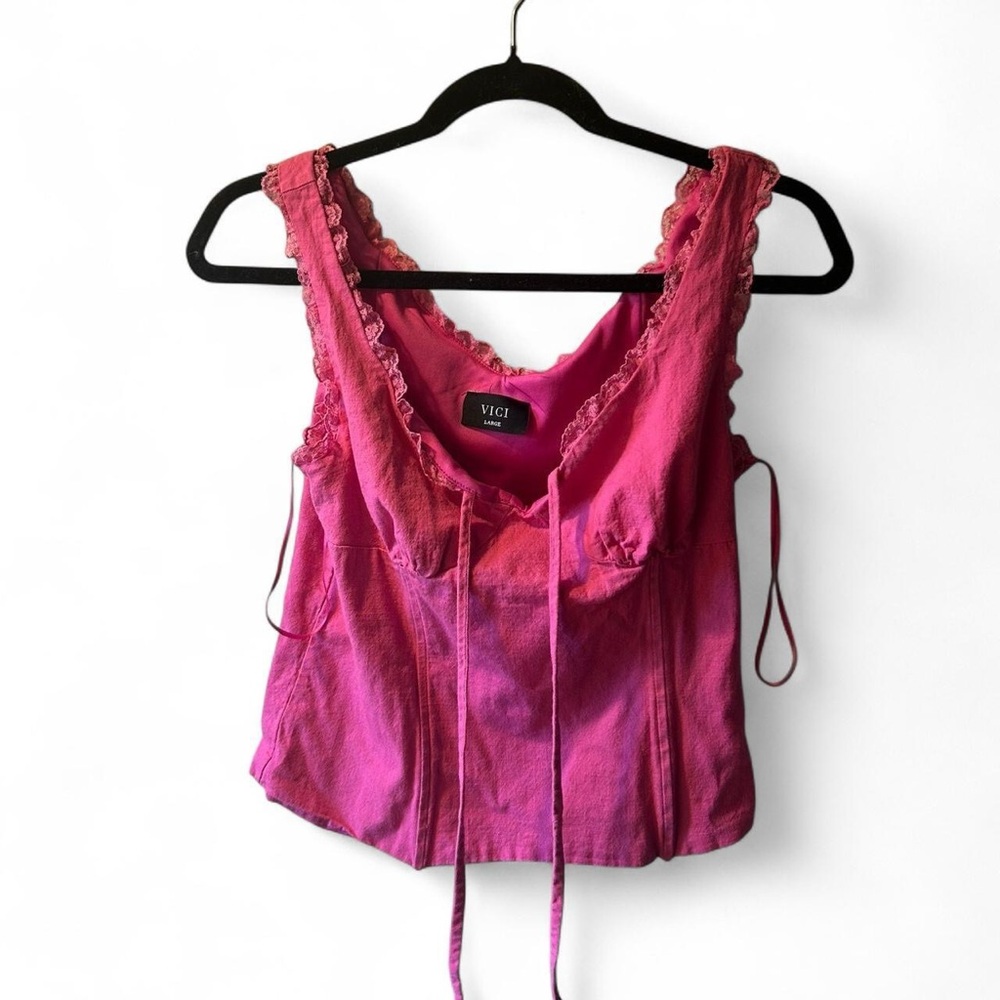 Vici Fuchsia Lace Trim Camisole